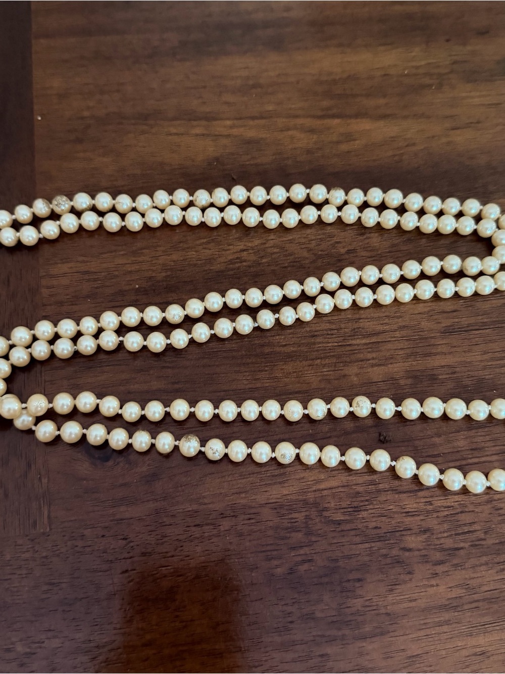 Vintage 56” Cream Faux Pearl Necklace Hand Knotted Fishhook Clasp Opera Length - Picture 7 of 9